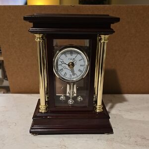Elegant Brown and Gold Mantel Clock